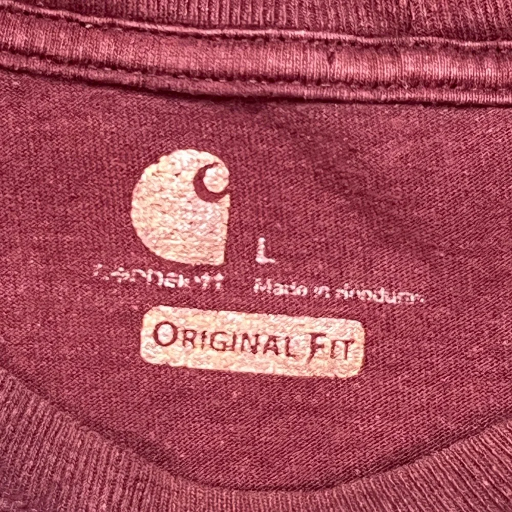 Carhartt K87 Pocket T-Shirt Burgundy Port Original Fit Cotton Tee L K87-PRT - Picture 2 of 8